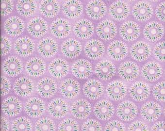 Cotton Fabric - SALE OOP Fat Quarter Lavender Peacock Feather Floral 100% Cotton Fabric
