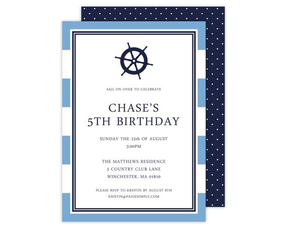 Nautical Party Birthday Party or Shower Invitation (Nautical Wheel, Nautical Invitation, Nautical Birthday, Nautical Party Party) Il_570xn