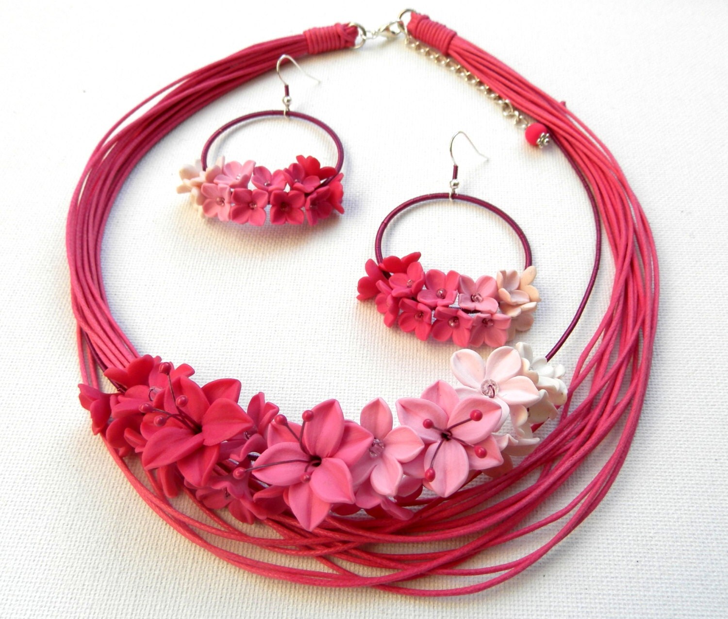 Hot Pink Flower Jewelry Flower Necklace Statement Necklace