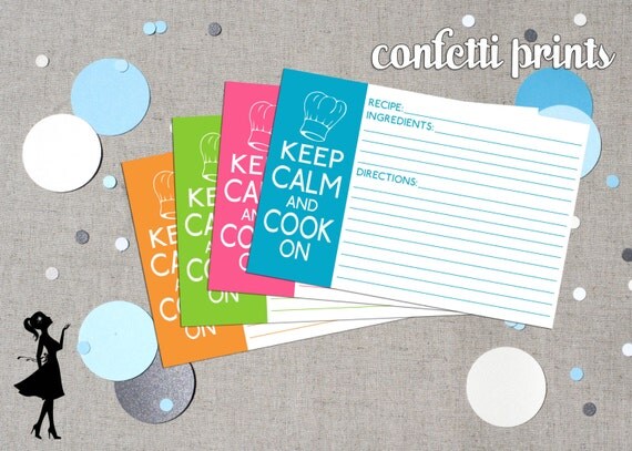 Recipe Card Set - KEEP CALM And COOK Printable Instant Download Il_570xn