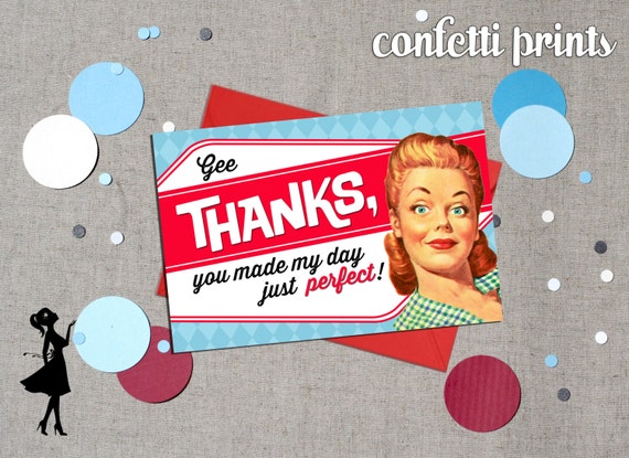 Retro Housewife Thank You Card - PERFECT HOUSEWIFE Printable Il_570xn