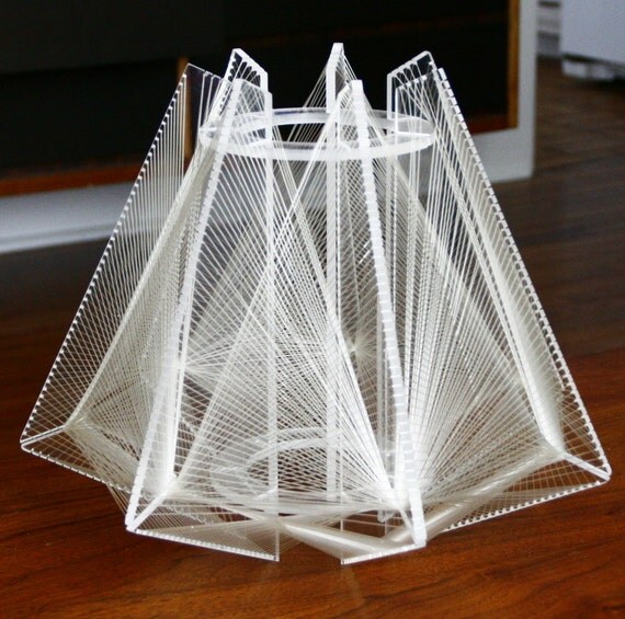 RESERVED-Vintage 1970 s Lucite String Art Lamp Hanging