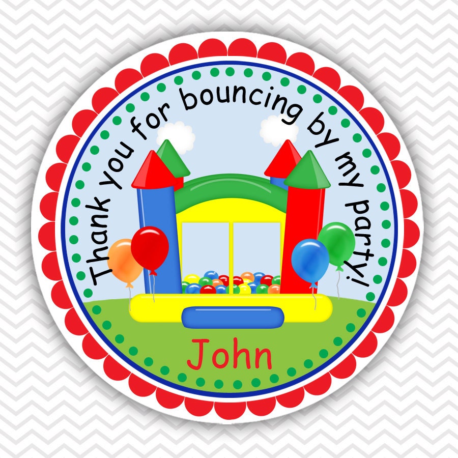 Bounce House Primary Boy Personalized Stickers Party Favor