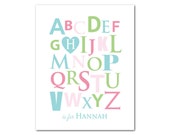 Alphabet ABCs Personalized Customized Nursery Wall Art - Add child's name Kids Room - Baby gift - choose your colors- Typography Word Art