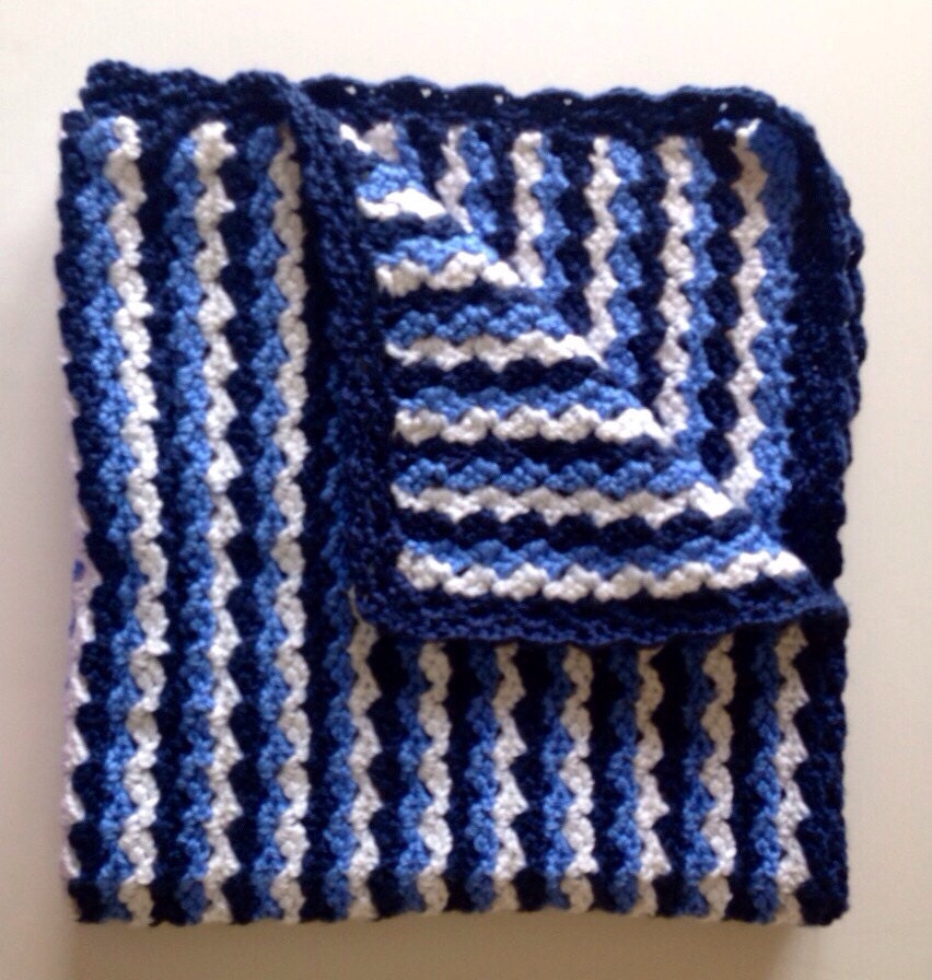 blue navy blue white striped stroller blanket by stitchesoflight
