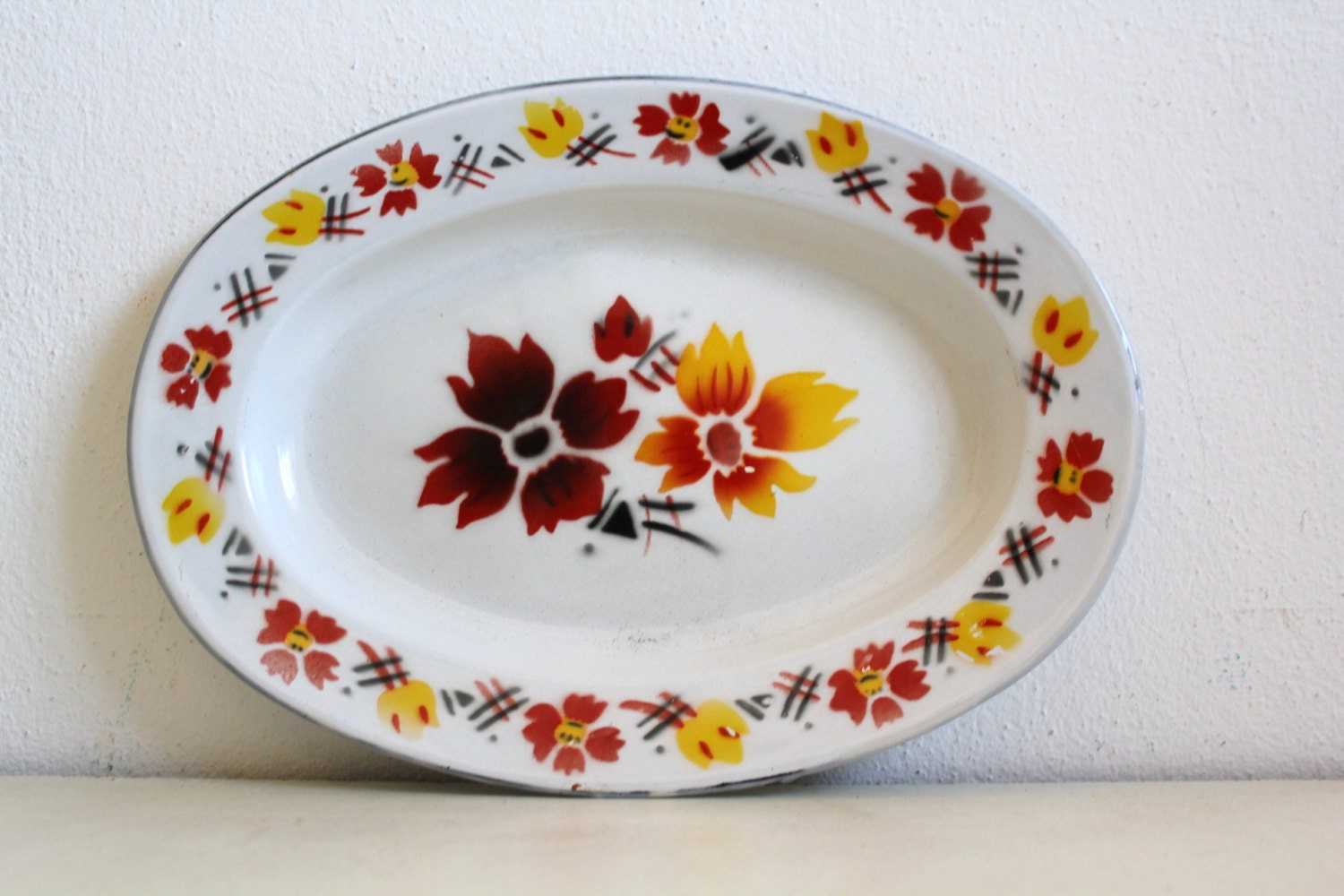 Vintage Enamel Tray Flowers Home Decor Haute Juice