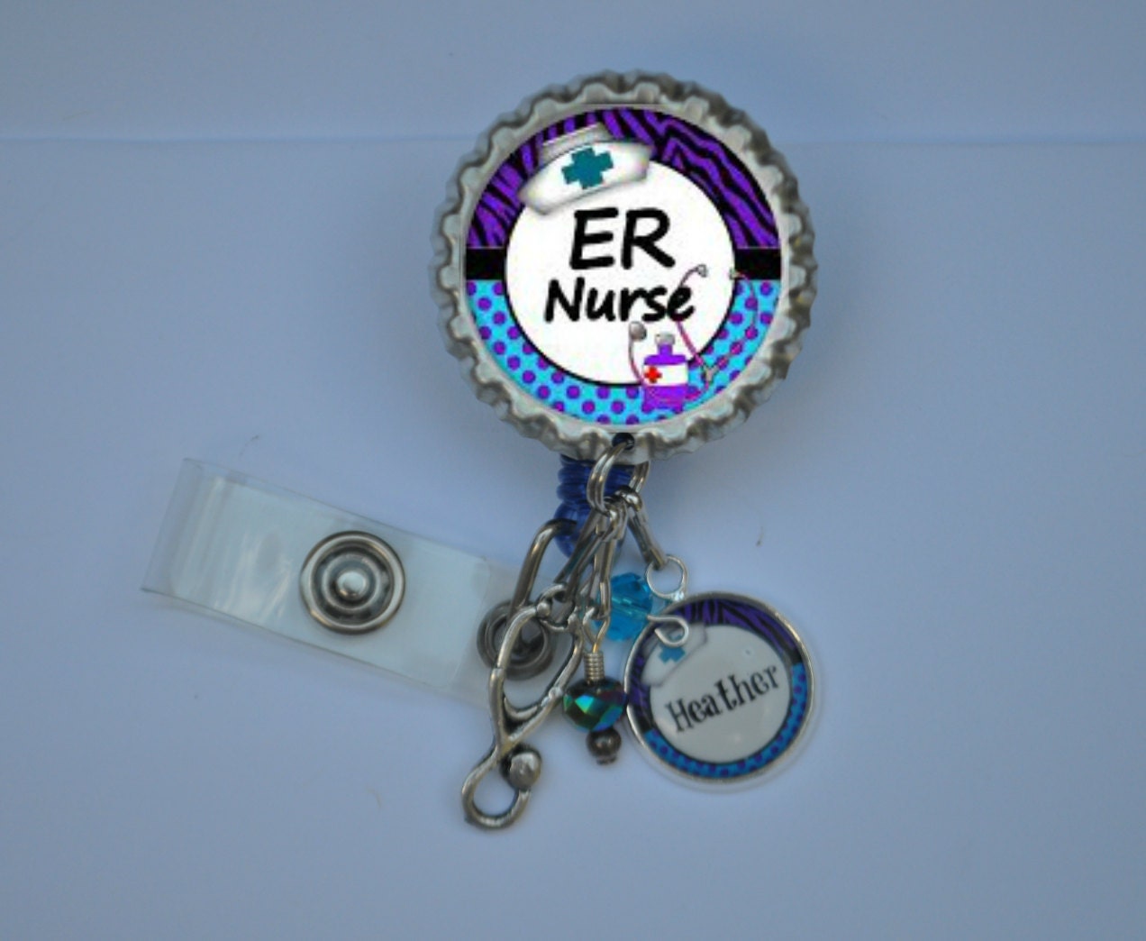 Personalized ER Nurse Badge Reel You choose Charm nurse id