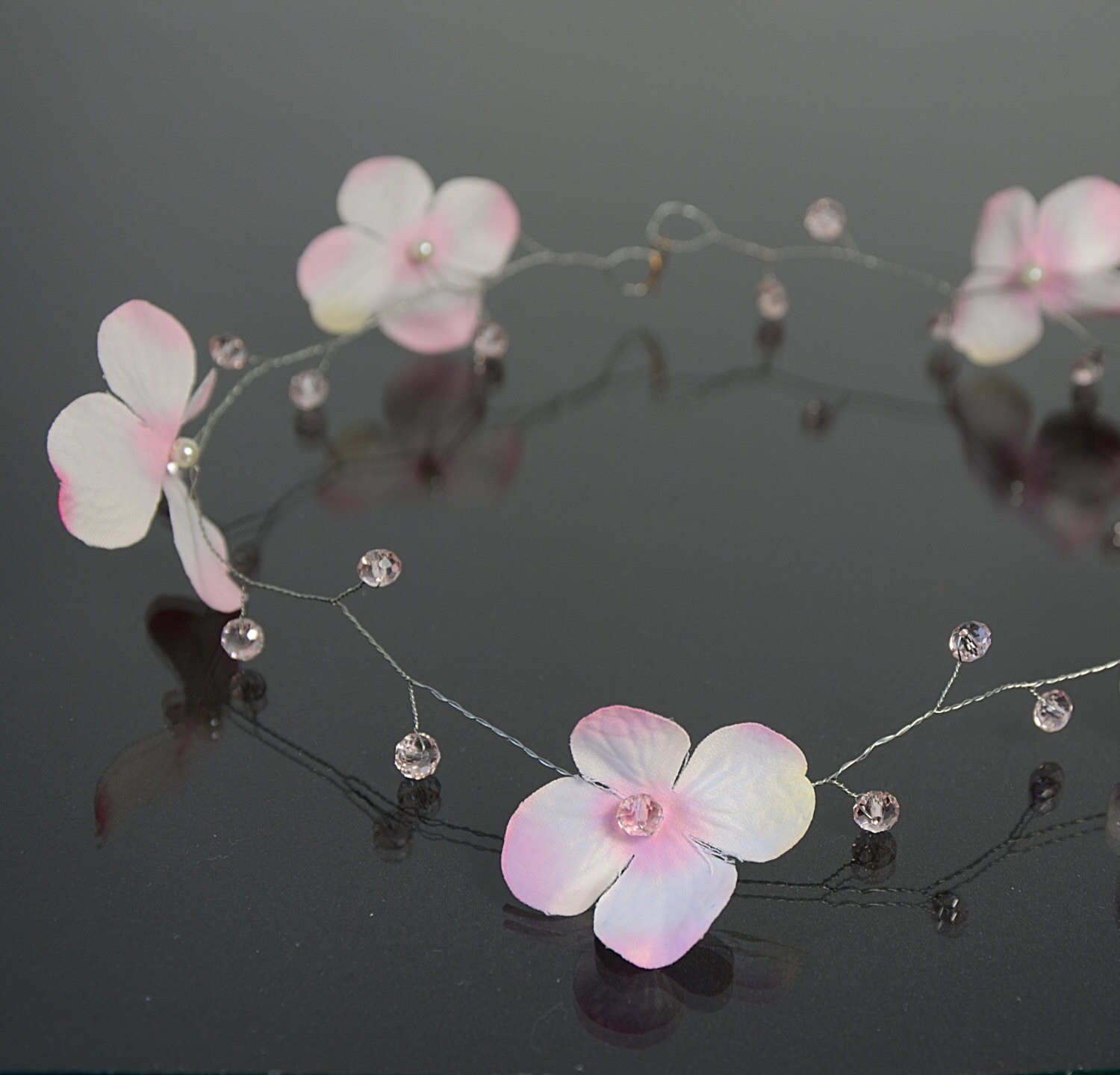 Bridal flower tiara light pink flower crown bridal hair