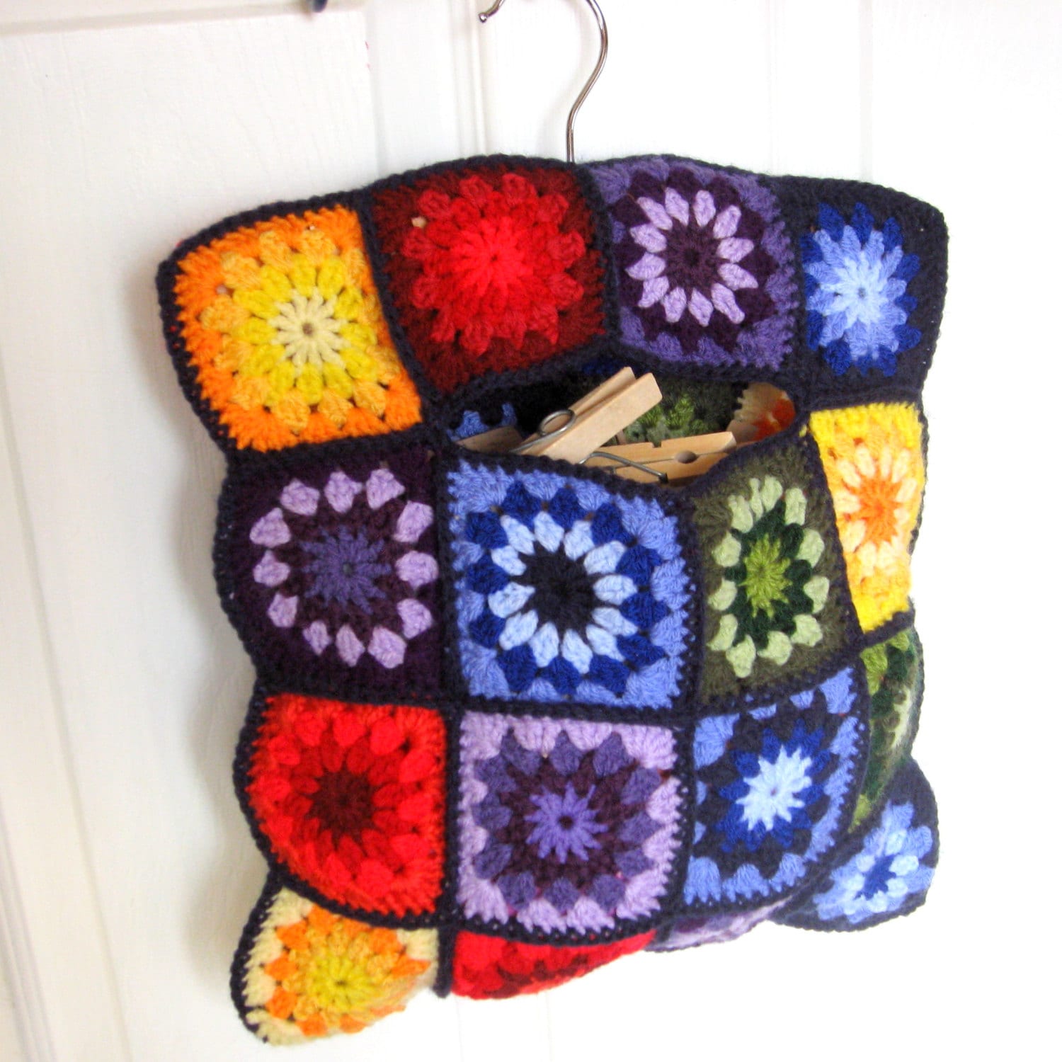 Vintage style crochet clothes peg bag. PDF instant by PollyKrafts