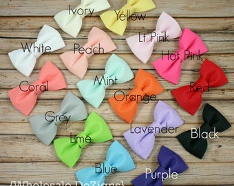 Fabric Bows - You Choose Color & Quantity - Chiffon Tuxedo Bow - Lots of Colors - 2.5" - DIY Headband Supplies Embellishments