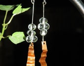 Industrial earrings in clear acrylic and copper
