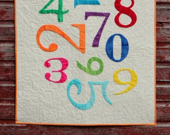 Playing with Numbers baby quilt pattern - Printed pattern mailed out to you - colorful baby quilt designed with plush cuddle fabrics