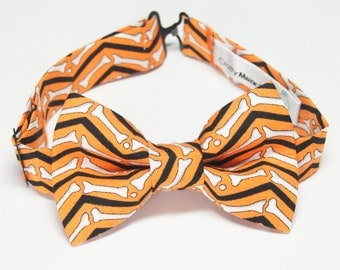Bow Tie - Halloween Orange with Bones Bowtie