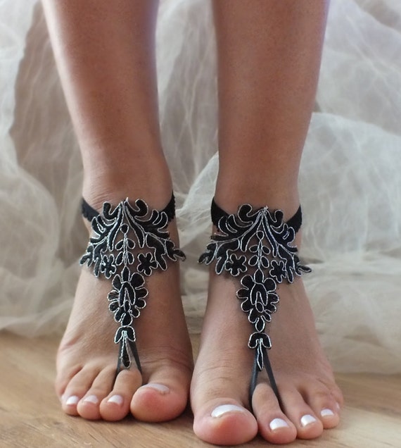 DISCOUNT PRODUCTS black sandals Beach wedding barefoot sandals, bangle ...