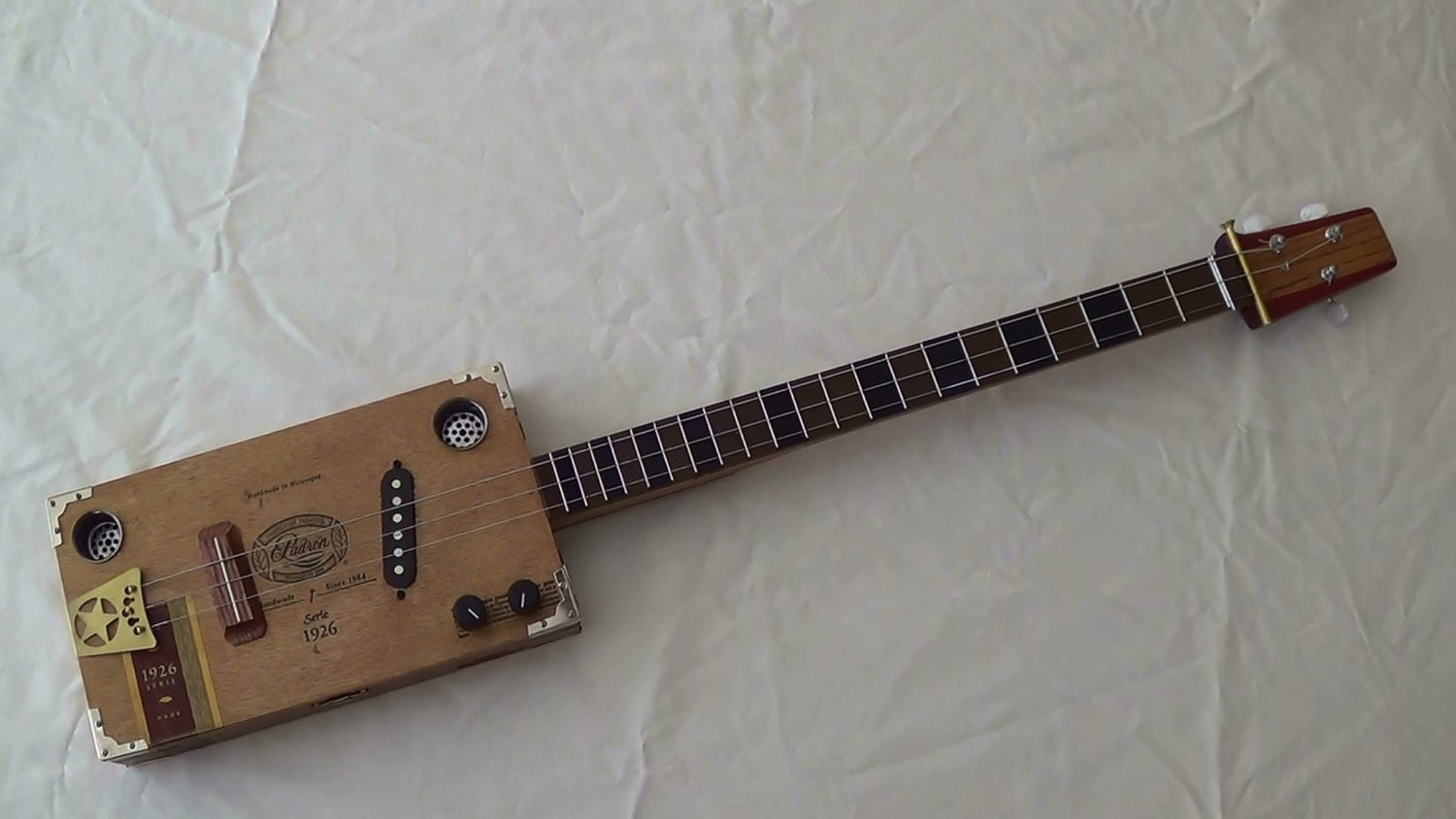 3 String Padron Electric Cigar Box Guitar by CIGARBOXGUITARSBYWES