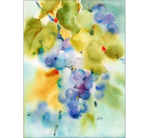 Watercolor Grapes Pinot Noir - Print 9x12 inches
