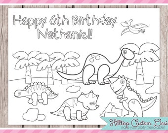 dinosaur birthday coloring