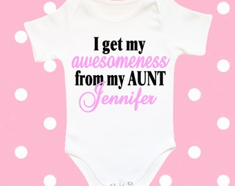 ... baby one piece, personalized aunt gift, girl shower idea unique baby