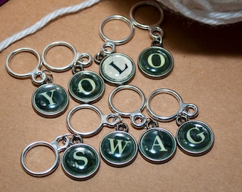 Type Writer Inspired YOLO Swag Stitch Marker Set (Set of 8)