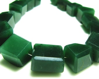 AAA- Green Jade Step Cut Nuggets- 7" Strand -Stones measure- 7-14mm