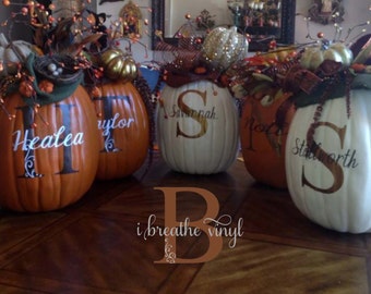 Initial with name and scroll detail - Monogram Pumpkin Decal