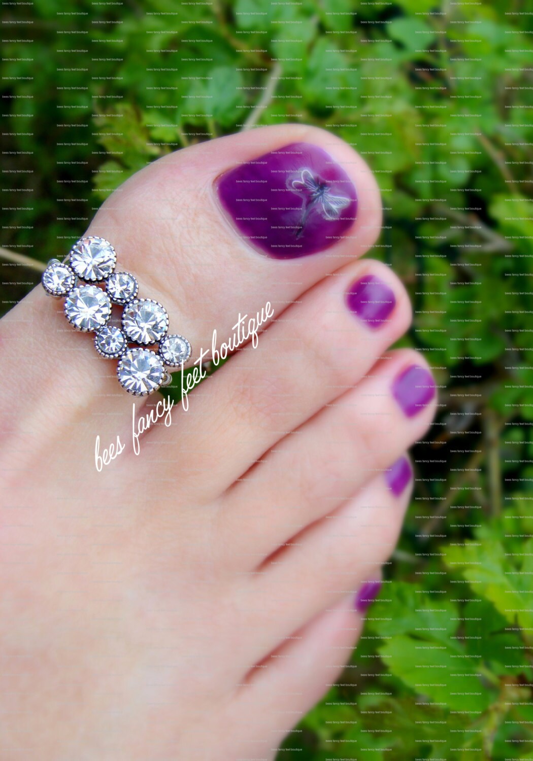 Big Toe Ring Crystal Rhinestones Stretch Bead Toe Ring