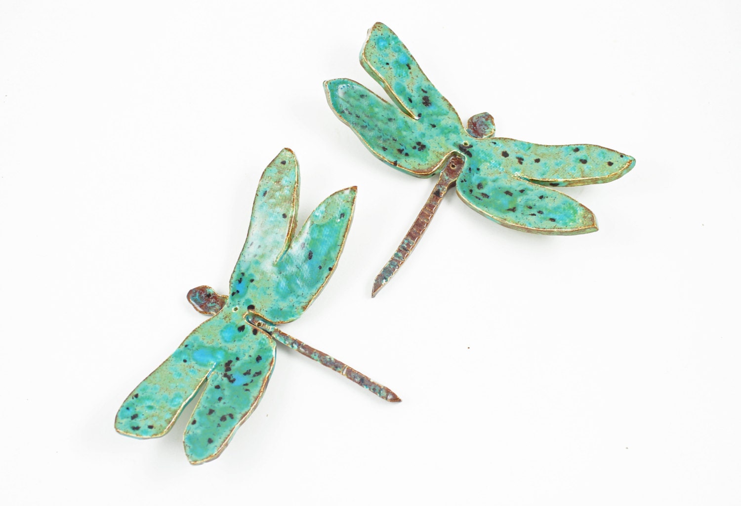 Handmade Ceramic Green Dragonfly Wall Hanging by ChiGallery