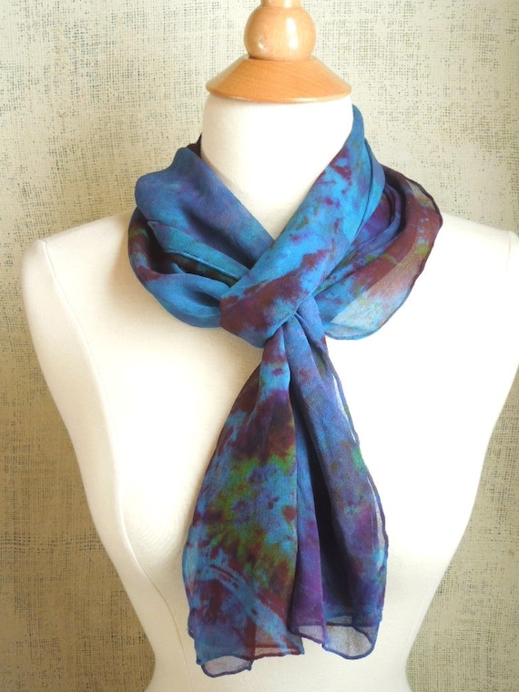Items similar to HAND DYED SILK - Chiffon Scarf - Tie Dyed Scarf ...