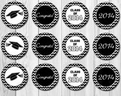 INSTANT DOWNLOAD - Cupcake Toppers - Chevron Stripe Graduation Theme - DIY - Printable Il_170x135