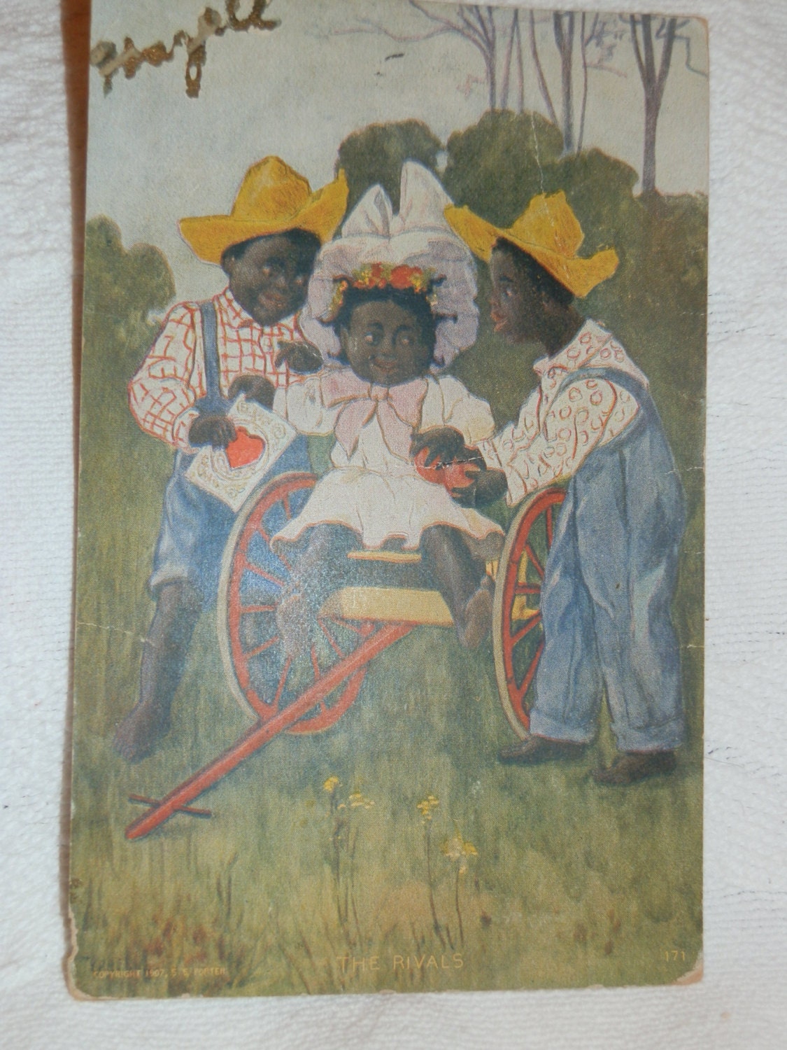 Antique 1907 Postcard Black Memorabilia The Rivals