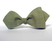 Men's Bow Tie by BartekDesign: self tie slim line diamond point bowtie wedding grooms dusty green - BartekDesign