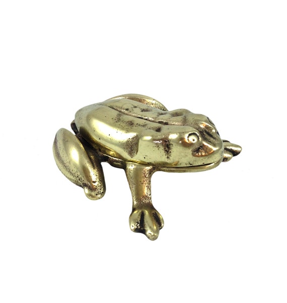 FREE SHIPPING Vintage Brass Frog Trinket Box Brass by HarpersFlea