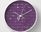 Purple Clock - Purple Hearts - Wall Clock - Newspaper Heart Art - Photo Art Clock - Unusual Clock - Made to Order Purple Clock - Purple Hearts - Wall Clock - Newspaper Heart Art - Photo Art Clock - Unusual Clock - Made to Order
