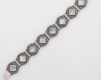 Filigree-925 Sterling Silver Bracelet Ancient Roman Glass Unique Jewelry