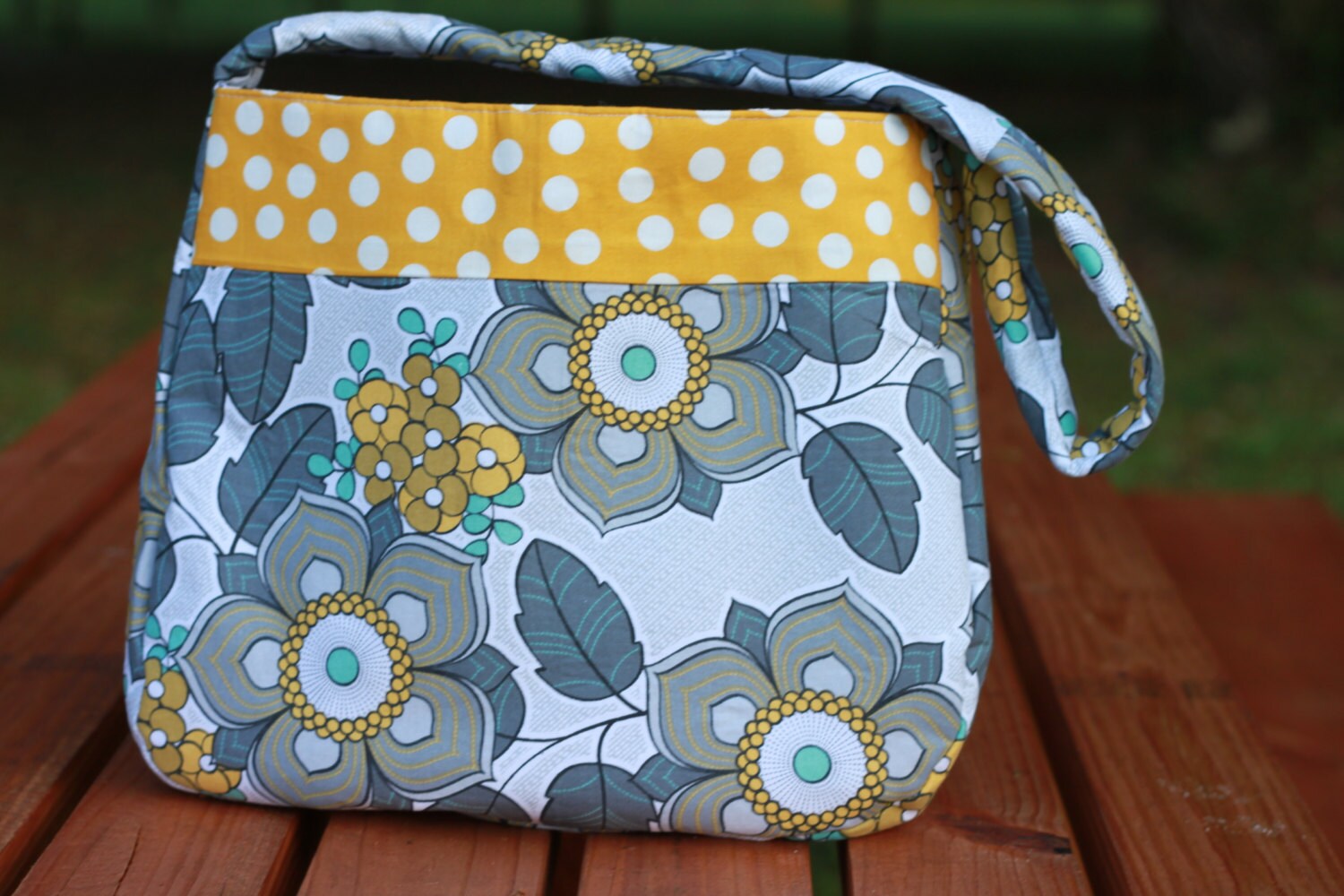40 off READY TO SHIP Gray and Yellow Bag / by