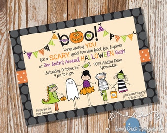 DIY Halloween Party Invitations - Cute Costume Party - Adorable Kid's Halloween Invites - Printable - DIGITAL FILE