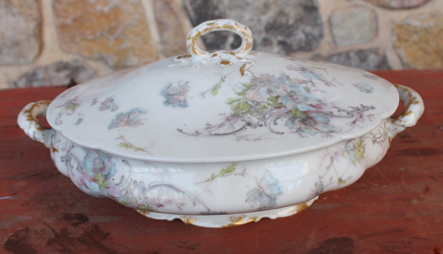 1890s Antique Hand Painted Limoges Haviland Vegetable Serving Dish with