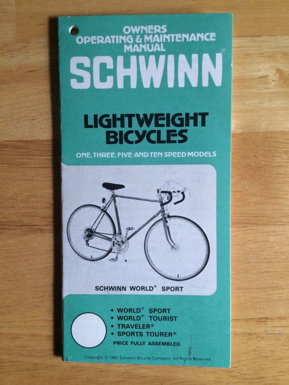 Vintage Schwinn Bicycle Owners Manual Lightweight Bikes 1981