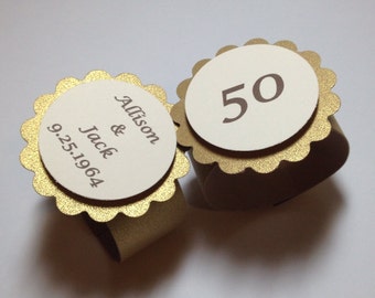 Rings, Personalized Napkin Ring, Paper Napkin Ring, 50th Anniversary ...