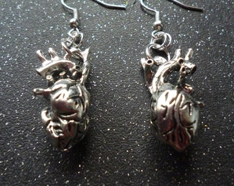 Anatomical Heart earrings ~ Horror jewelry ~ Macabre earrings ~ Anatomy jewelry