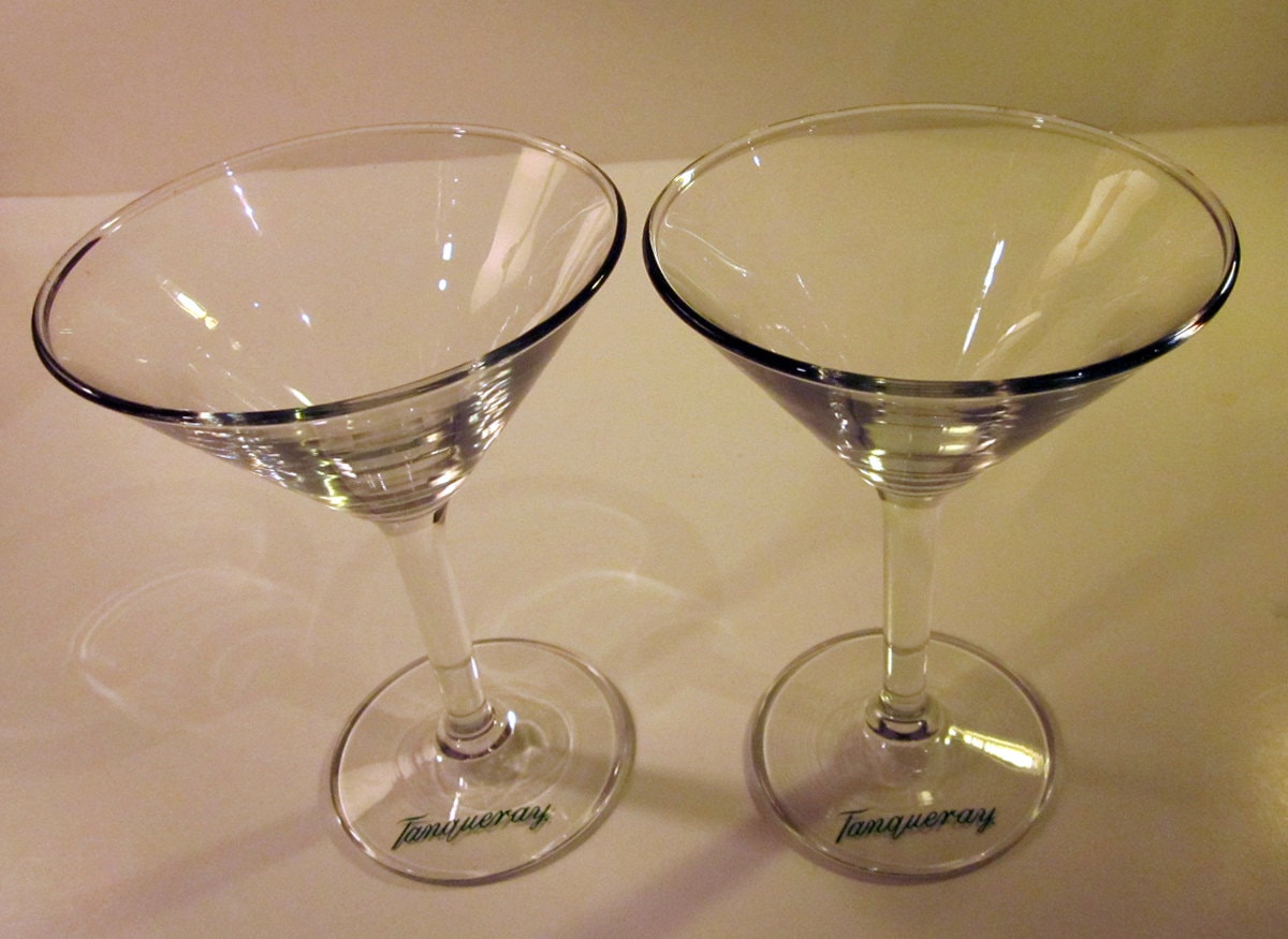 Two Vintage Martini Glasses Advertising Promotional Collectible Barware