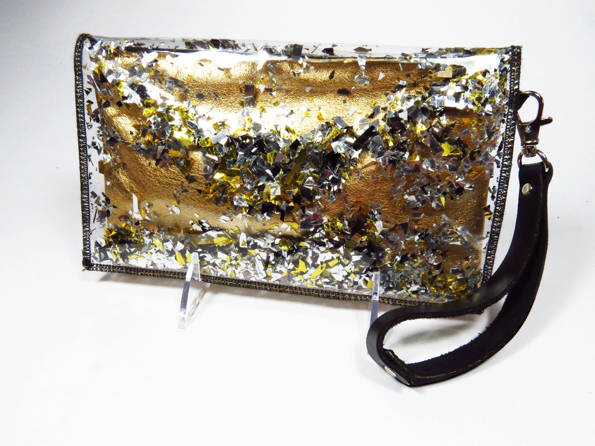 Black and Gold Clutch Bag Gold Glitter Clutch Bag Gold