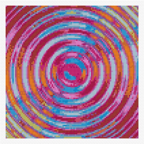 Cool and Groovy Retro Swirl Cross Stitch PDF Pattern, Chart