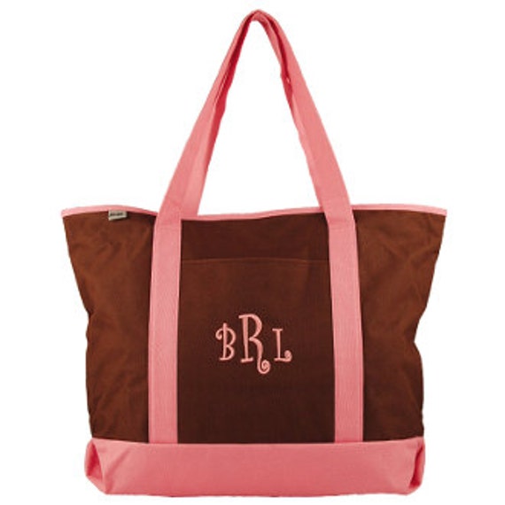Monogrammed Tote Bag, Personalized Tote Bag, Zip Top Bag, Large Purse ...