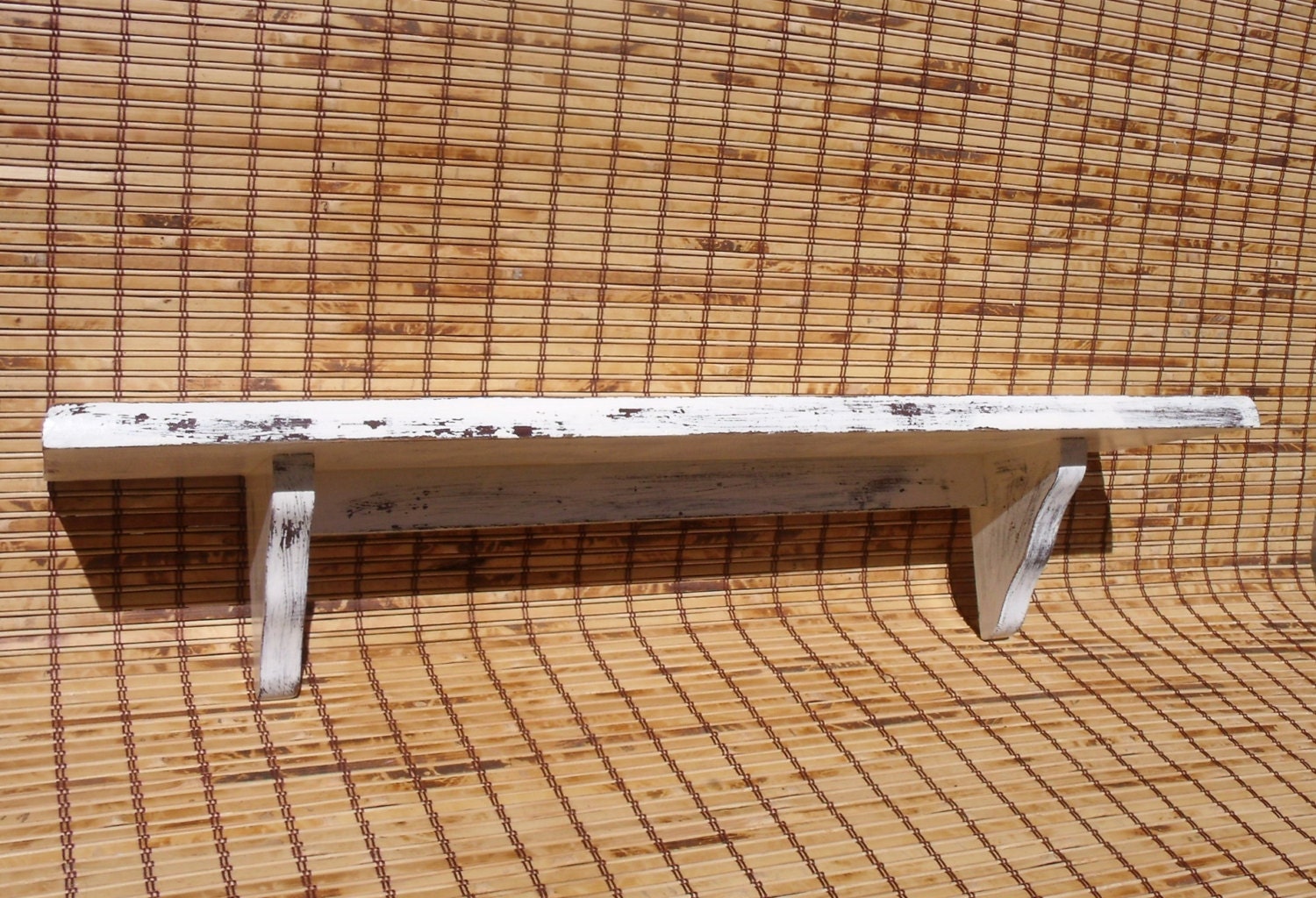 Rustic White Wall Shelf Ivory Wooden Shelf Primitive Decor