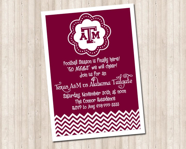 Custom Texas A&M Aggie Chevron Invitation by PureDesignAtlanta