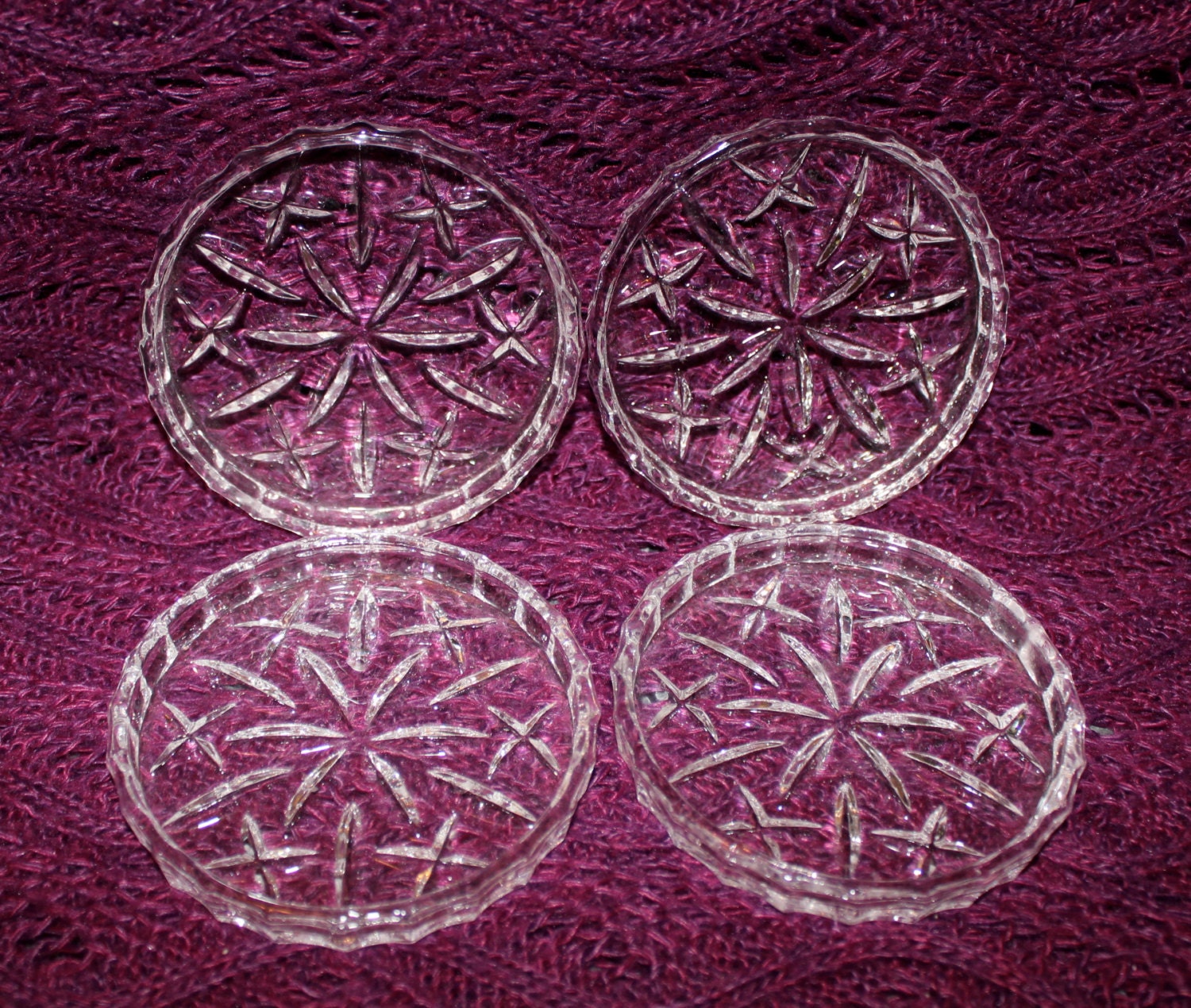 Vintage Set of 4 Glass Coasters