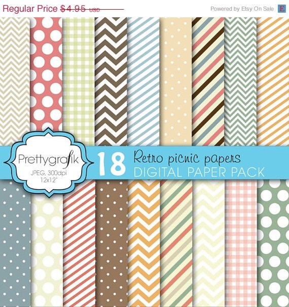 40% OFF SALE bright colors digital paper, commercial use, scrapbook papers, background, polka dots, chevron, gingham, stripes - PS618 Il_570xn