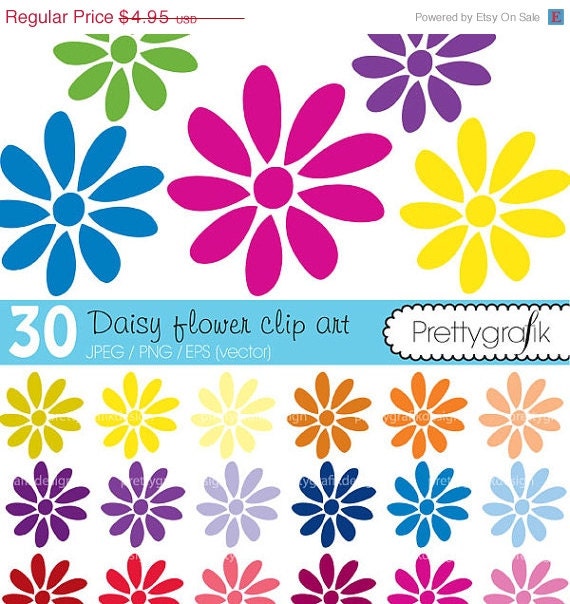 60% OFF SALE 30 flower daisy clipart commercial use, vector graphics, digital clip art, digital images - CL461 Il_570xn