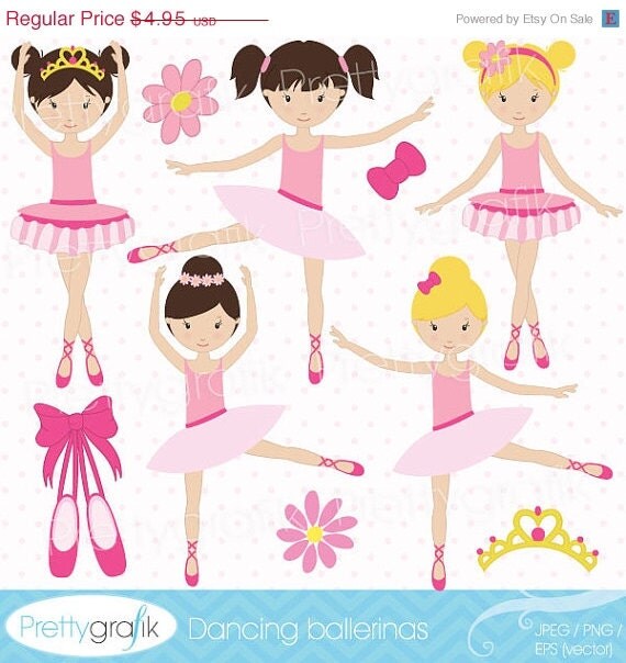 60% OFF SALE ballerina clipart commercial use, vector graphics, digital clip art, digital image, dancing - CL533 Il_570xn